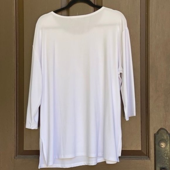 NWT Valentina white 3/4 sleeve top size 1X - Picture 2 of 6